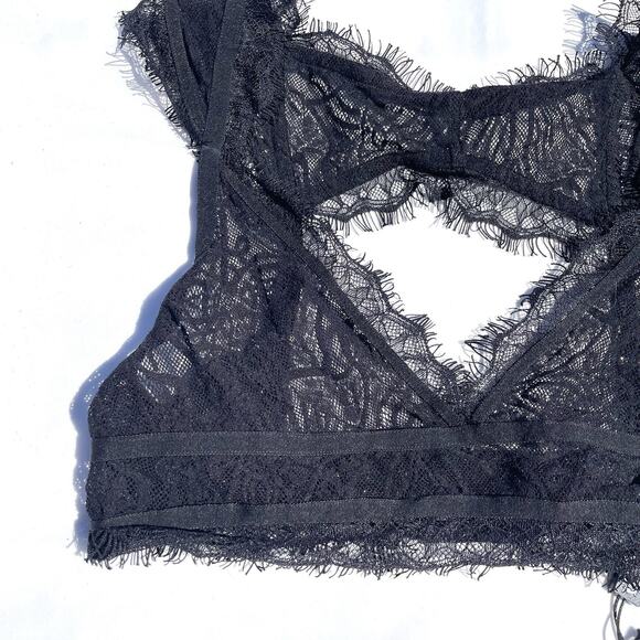 For Love And Lemons Skivvies Black Lace Bralette Bra Womens Large - Picture 4 of 7